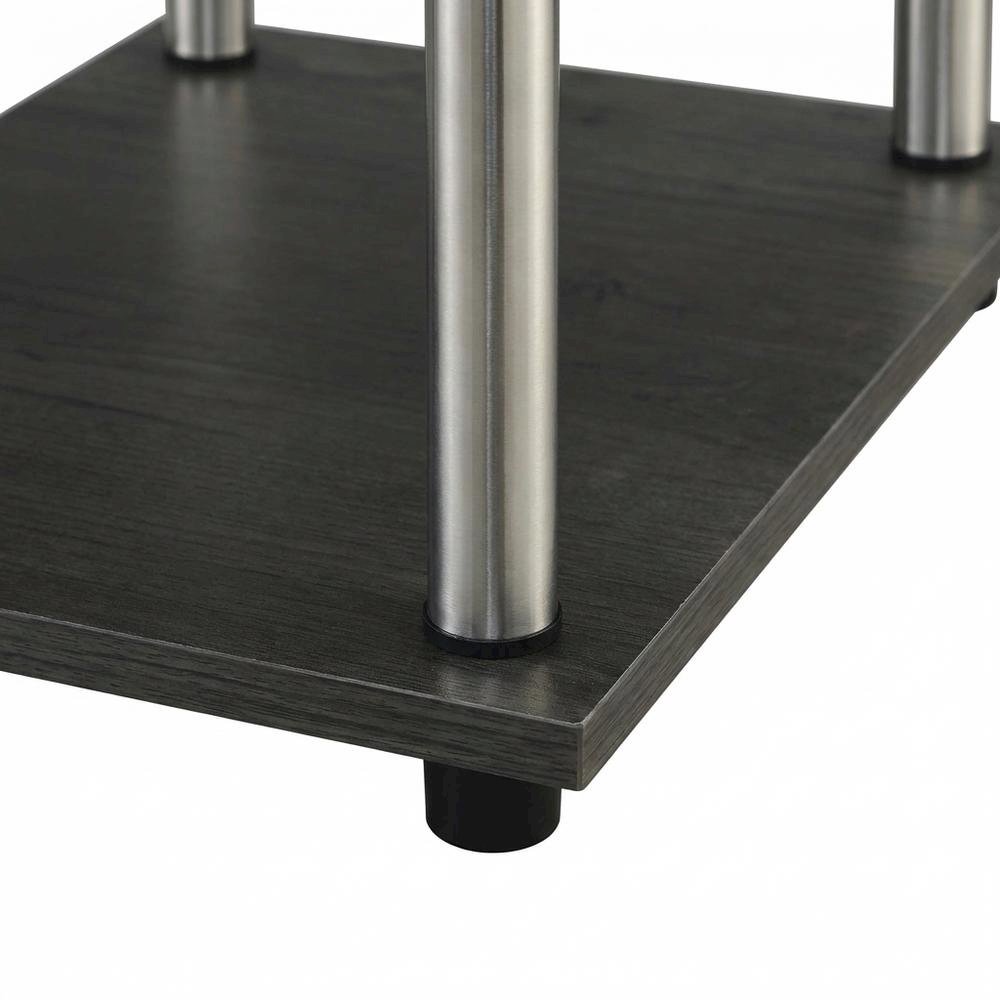 Contemporary Student Desk With Charging Station In Charcoal Gray For Home Office