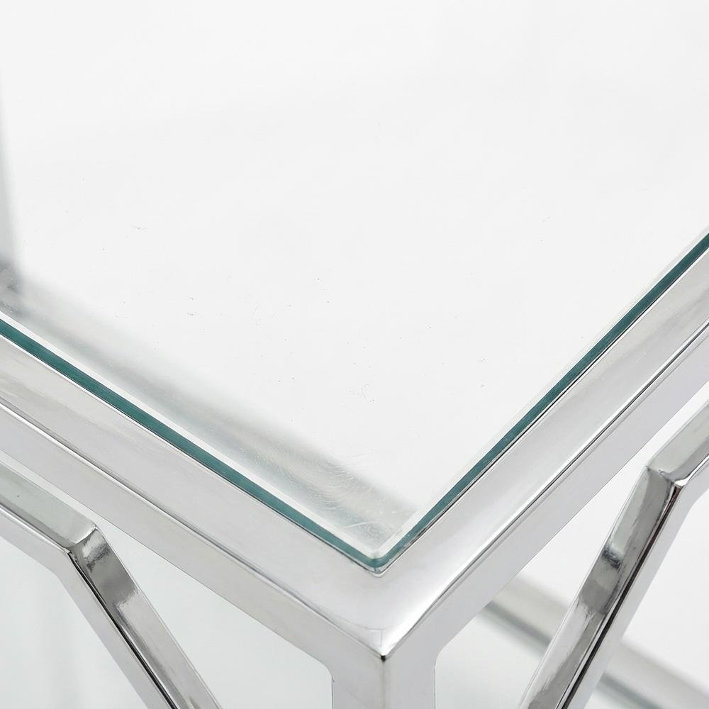 Modern Chrome End Table with Sleek Metal Frame and Minimalist Design