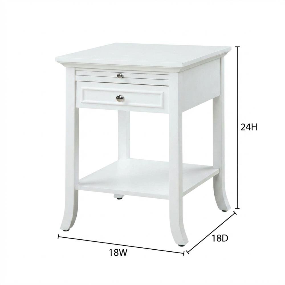 Wooden end table with drawer and slide for living room or bedroom use