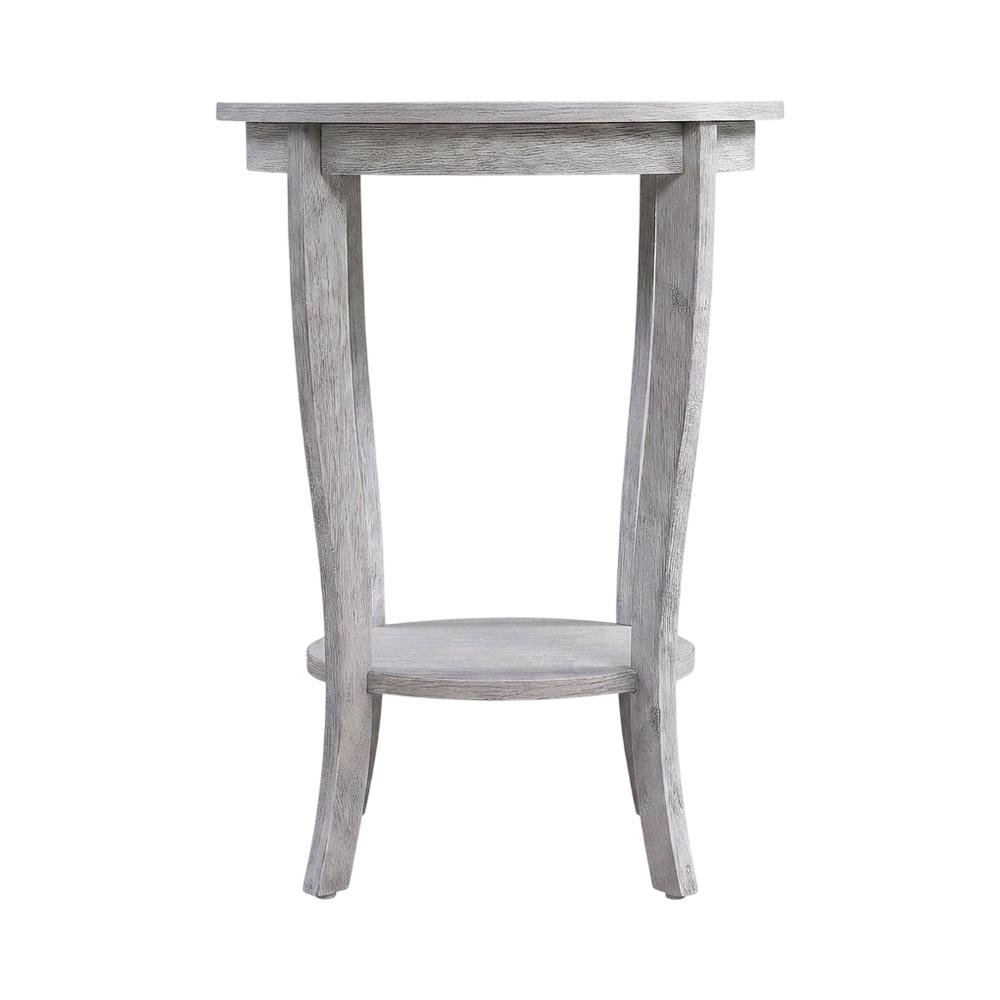 Round End Table with Distressed Finish and Sturdy Construction