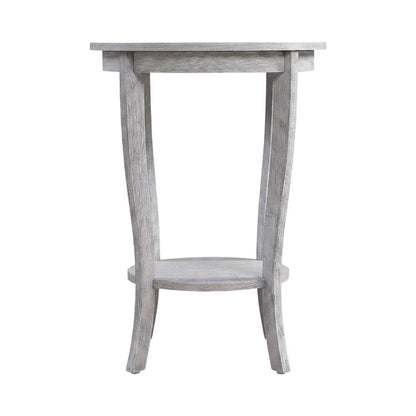 Round End Table with Distressed Finish and Sturdy Construction