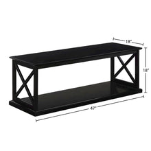 Black Coffee Table with Shelf and Sturdy Frame for Living Room Storage