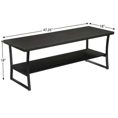 Espresso Coffee Table with Slate Gray Frame Hollow Core Construction