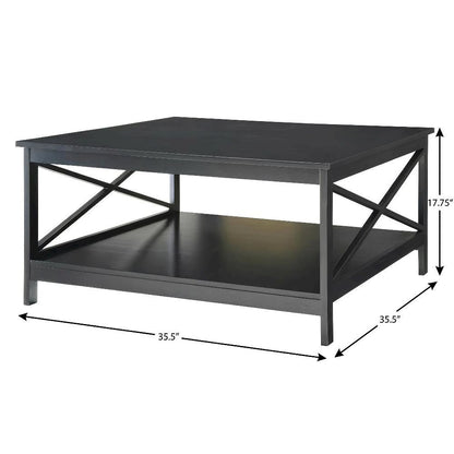 Black MDF Coffee Table Square Top Sturdy Base Durable Design
