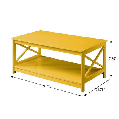 Yellow MDF Coffee Table with Sturdy Frame and Spacious Surface for Living Room