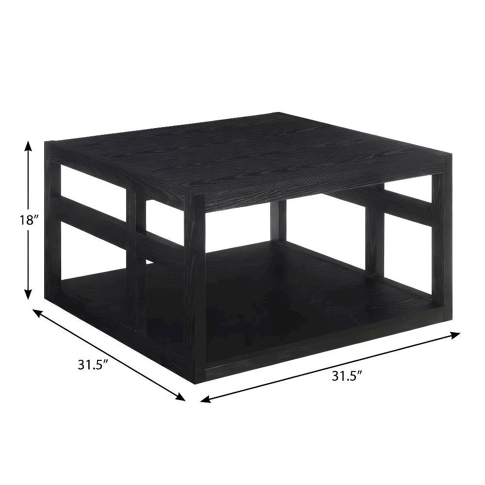Square Contemporary Coffee Table with Open Shelf and Sturdy Design