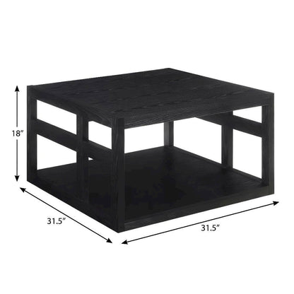 Square Contemporary Coffee Table with Open Shelf and Sturdy Design