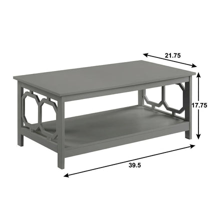 Coffee Table MDF in Neutral Finish with Lower Shelf Storage Surface