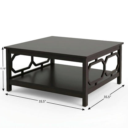Espresso Coffee Table with MDF Construction and Square Top Surface