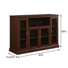 Espresso Highboy TV Stand with MDF and tempered glass for 55-inch TVs