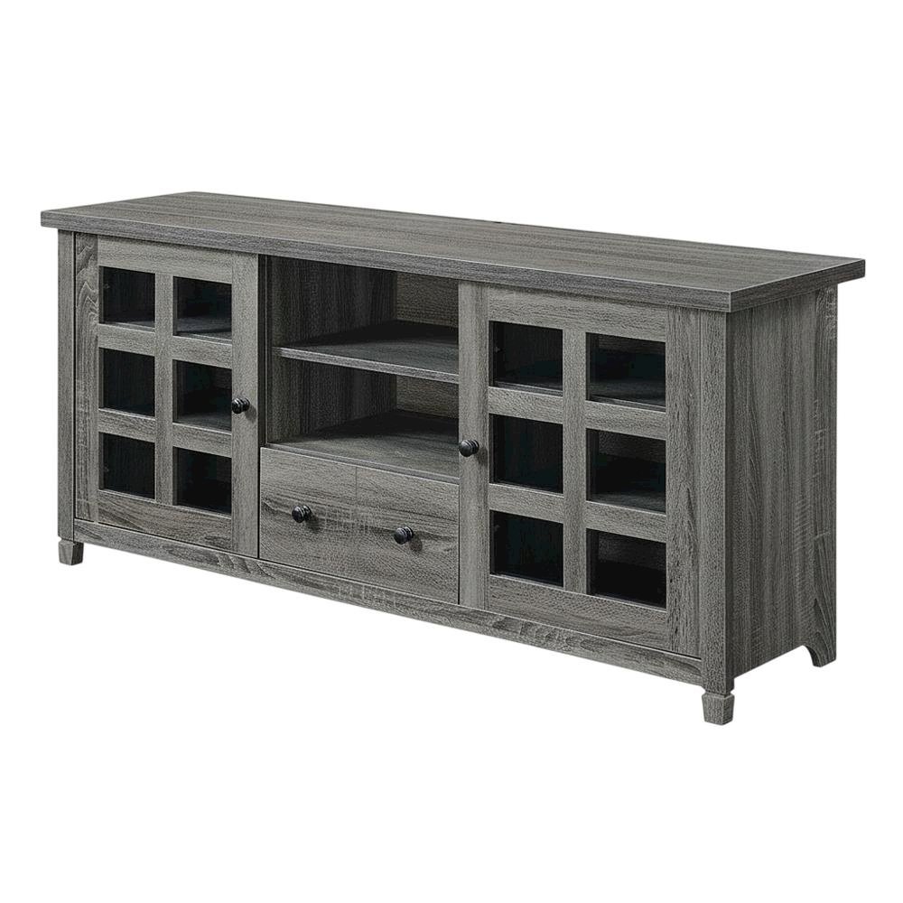 Contemporary Gray TV Stand with 1 Drawer, Storage Cabinets and Shelves