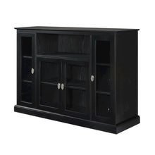Black Highboy TV Stand with Storage Cabinets and Shelves for 55-Inch TVs