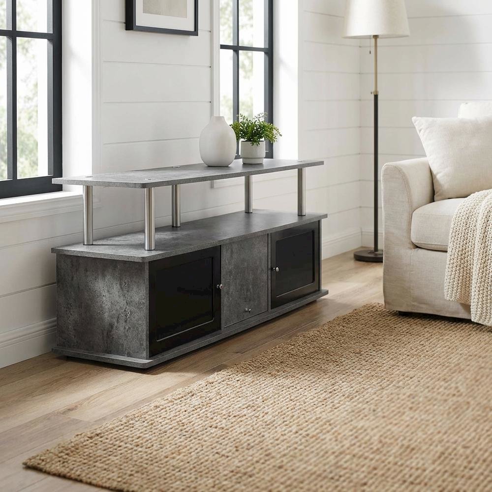 Gray TV Stand with 3 Storage Cabinets and Shelf for Up to 55-Inch TVs