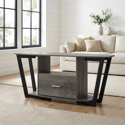 Black Graystone TV Stand for 65-Inch Screens with Shelves and Storage