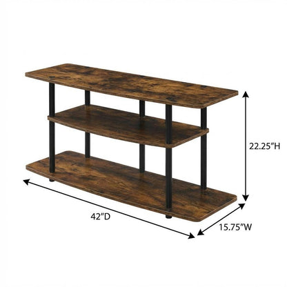 Brown 3-Tier TV Stand for Up to 46-Inch Screens with Storage Shelves