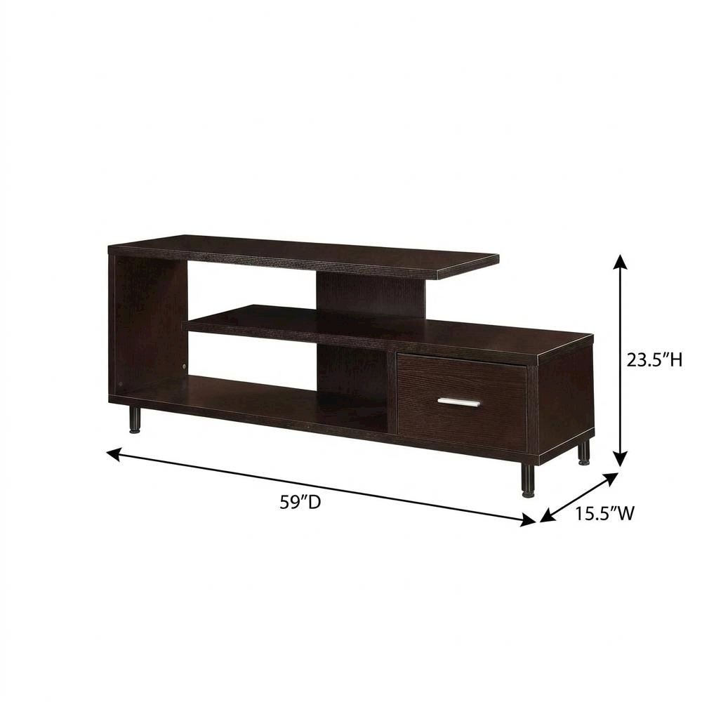 Contemporary Brown TV Stand with 1 Drawer and Shelves for Up to 65-Inch TVs