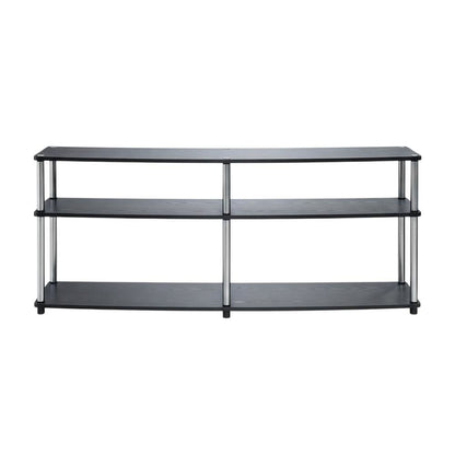 Black 3-Tier TV Stand with Particle Board and Metal Support