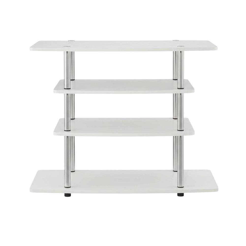 White TV Stand with 4-Tier Shelves and Transitional Design