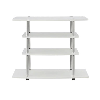 White TV Stand with 4-Tier Shelves and Transitional Design