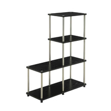 Multishelf L-Shaped Bookshelf with Melamine Veneer and Steel Poles
