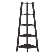 Wide Corner Bookcase with Espresso Finish and Multiple Shelves