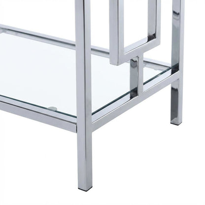 Clear Glass 3-Tier Bookcase with Elegant Glam Design for Modern Decor
