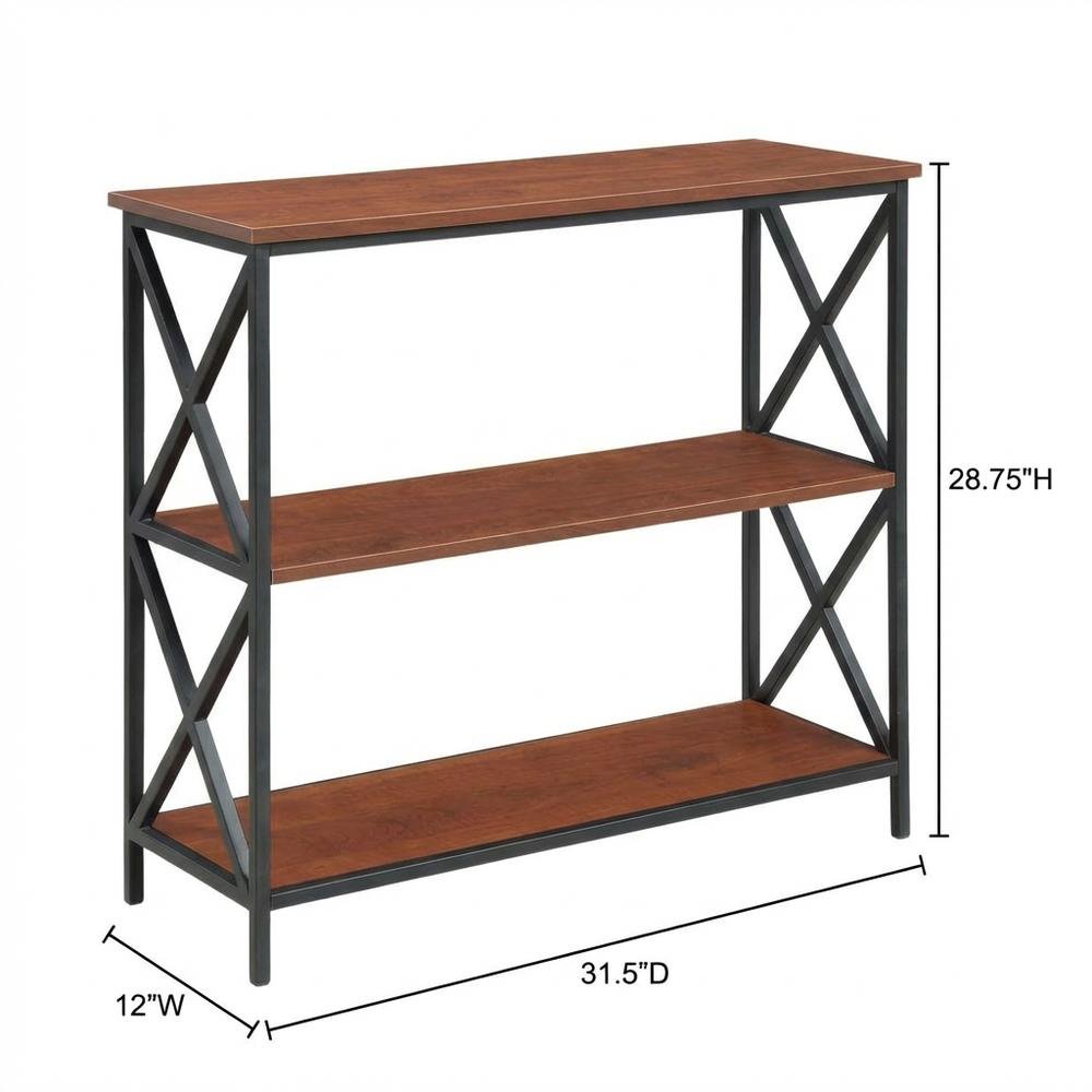Powder Coated Metal 3-Tier Bookcase with Non-Lead Paint Finish