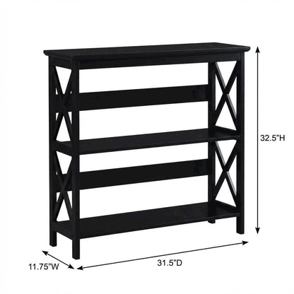 Wooden 3 Tier Bookcase with Non-Lead Base Paint Finish for Storage and Display