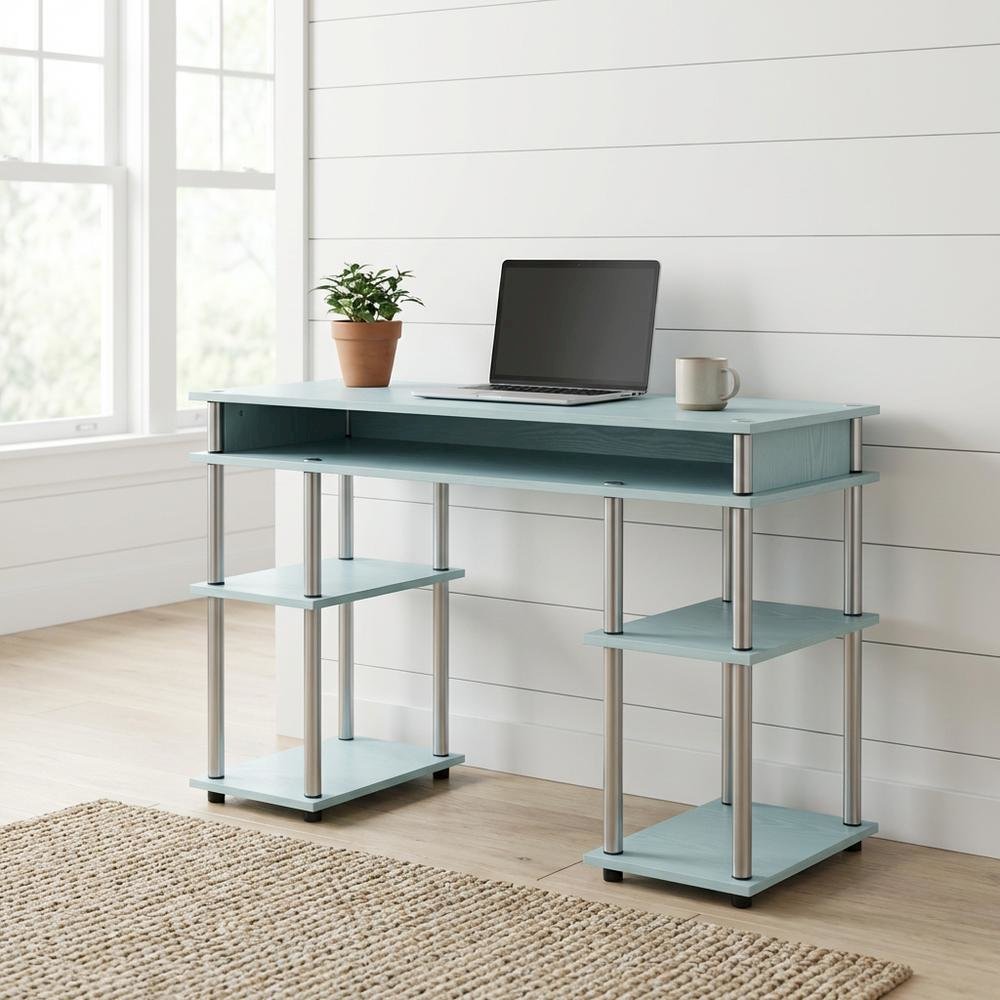 Durable Student Desk With Shelves And Stainless Steel Frame For Study Space