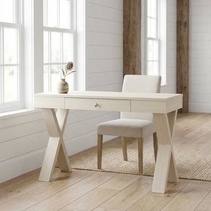 Ivory 1 Drawer Desk With White Finish And Mdf Construction For Office Workspace