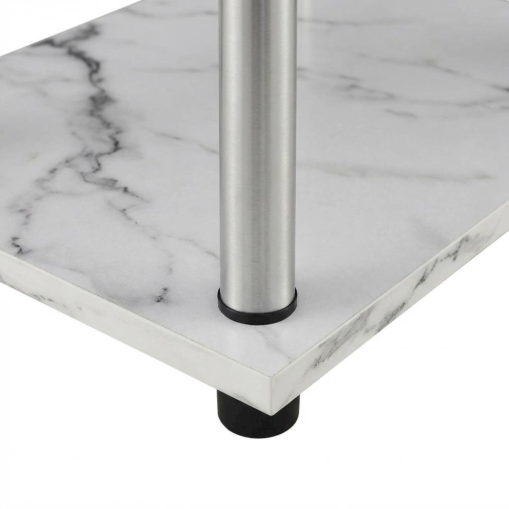 White Marble Student Desk, Integrated Charging Station For Efficient Workspace