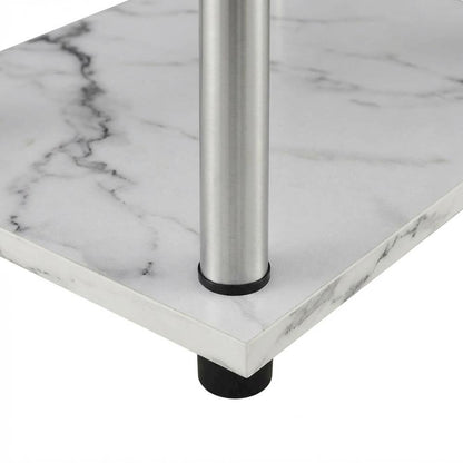 White Marble Student Desk, Integrated Charging Station For Efficient Workspace