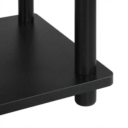 Black Student Desk, Shelves With Melamine Surface, Stainless Steel Accents