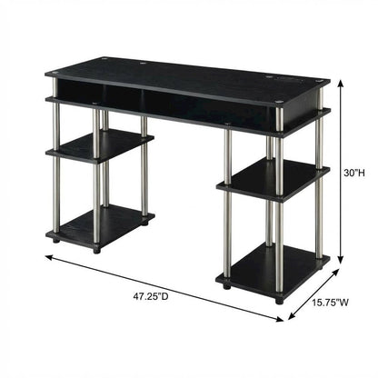 Contemporary Black Student Desk With Charging Station For Home Or Office Use