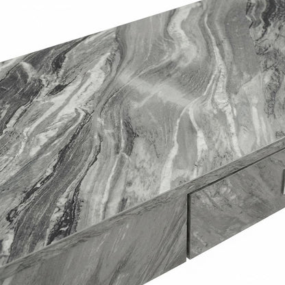 Gray Marble Glass Desk With Modern Design And Spacious Surface