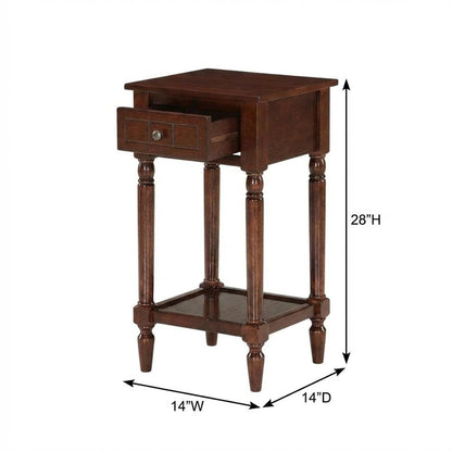Espresso Accent Table with One Drawer and Shelf for Living Room or Bedroom