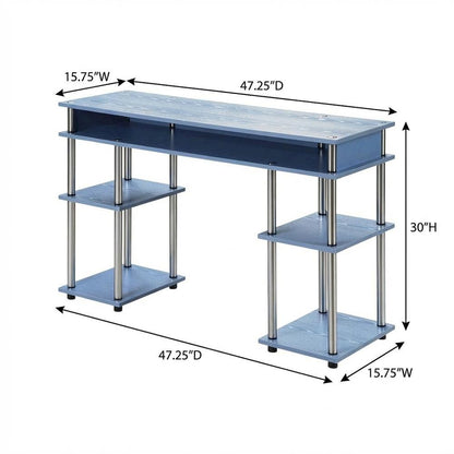 Wooden Student Desk With Spacious Shelves For Study And Storage