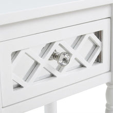 White Traditional Accent Table with Drawer and Shelf for Living Room