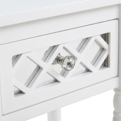 White Traditional Accent Table with Drawer and Shelf for Living Room