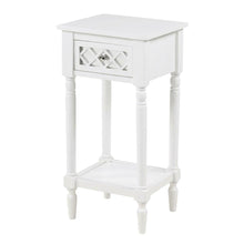 White Traditional Accent Table with Drawer and Shelf for Living Room