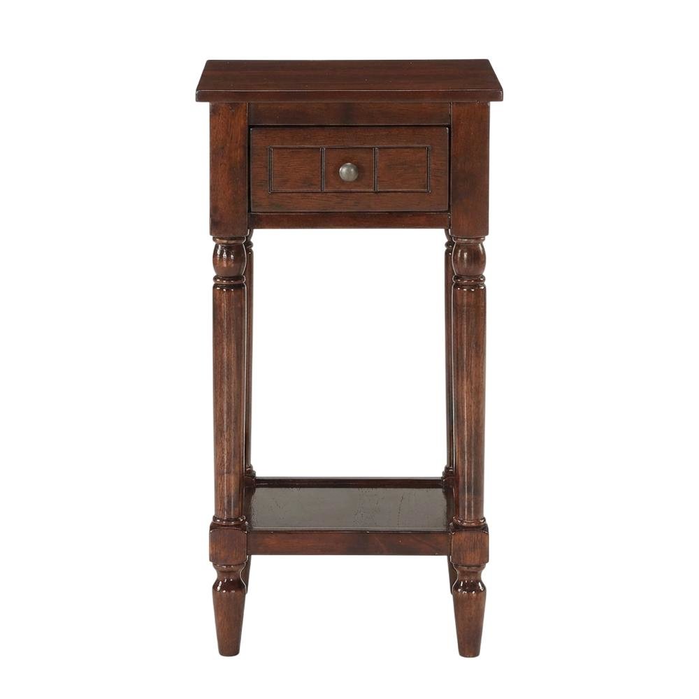 Espresso Accent Table with One Drawer and Shelf for Living Room or Bedroom