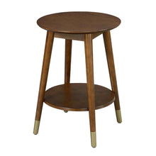 Round Mid Century End Table with Bottom Shelf for Living Room