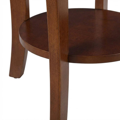Mahogany Round End Table with Shelf for Classic and Transitional Styles