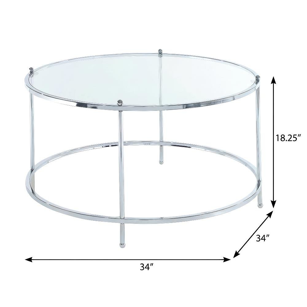 Clear Glass Coffee Tables with Chrome Frame and Tempered Glass Surface