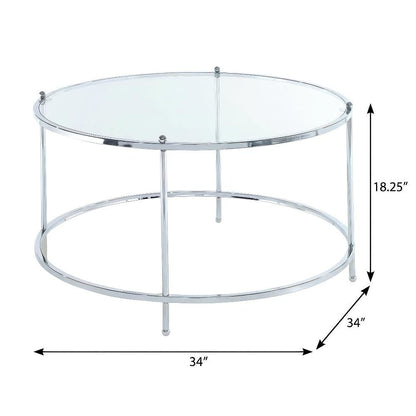 Clear Glass Coffee Tables with Chrome Frame and Tempered Glass Surface