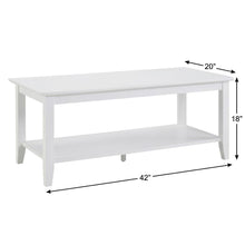 White Rectangle Coffee Table with Shelf MDF Top Rubberwood Legs Durable Design