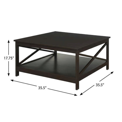 Espresso Coffee Table with MDF Construction and Sturdy Design for Living Room