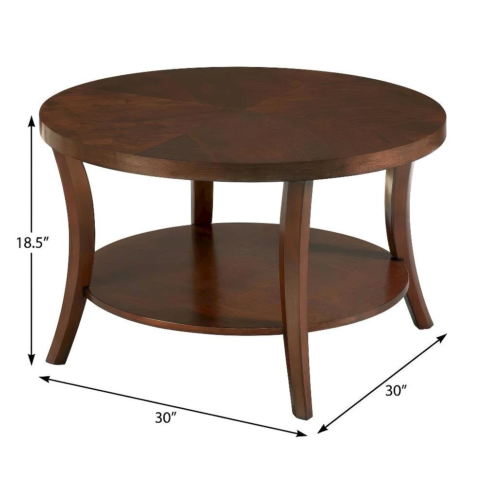 Round Coffee Table Classic Style with Lower Shelf and Sturdy Build