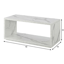 White Faux Marble Coffee Table with Shelf Honeycomb Particle Board