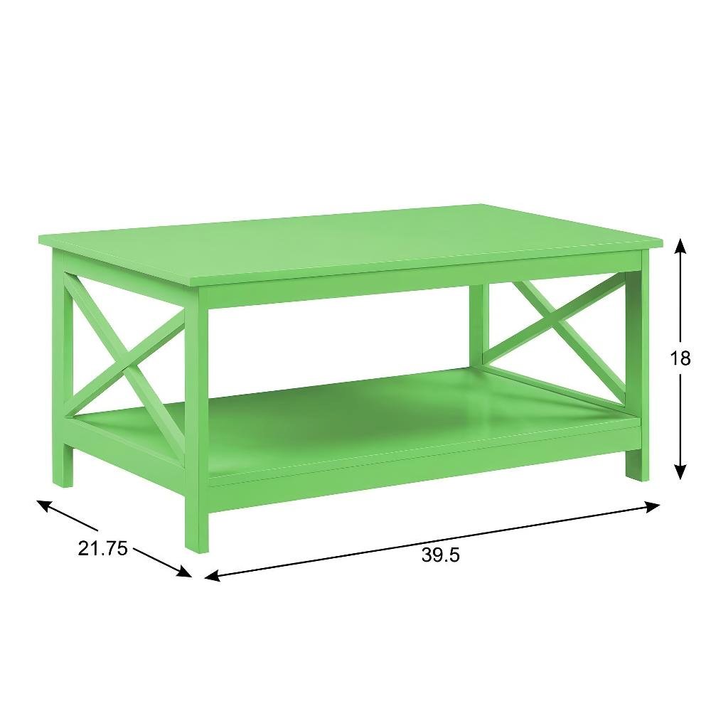 Coffee Table Lime MDF with Shelf Coastal Style Transitional Design